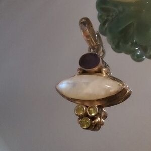 Beautiful Vintage Flashes Moonstone Amythest Peridot Evil Eye Pendant
